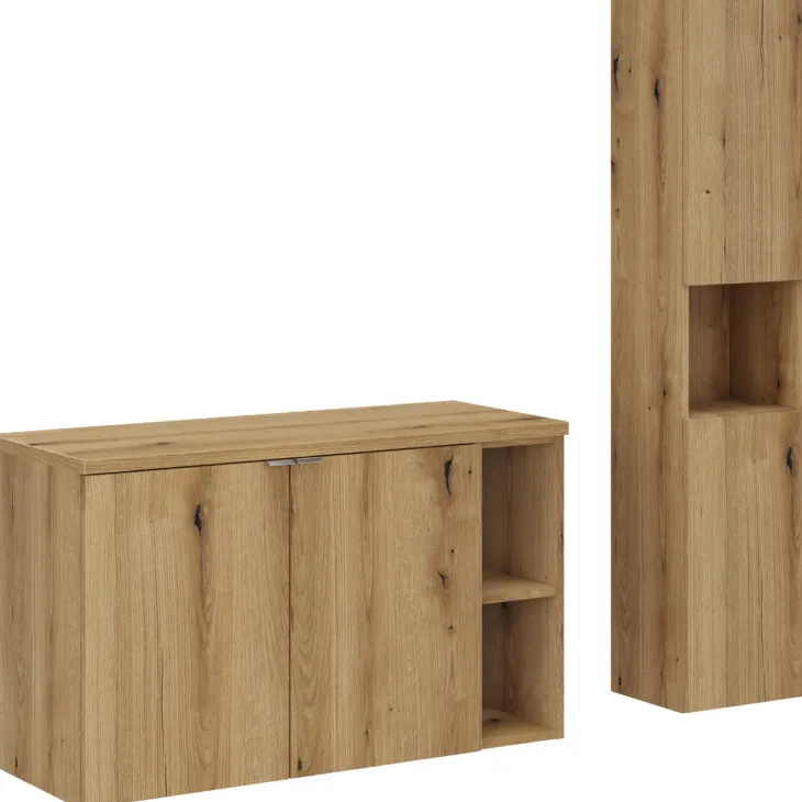 Mobile bagno sospeso 100cm con colonna rovere Rovery