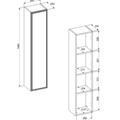 Mobile bagno sospeso 80cm con colonna noce Walnuts