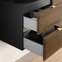 Mobile bagno sospeso 80cm con colonna noce Walnuts