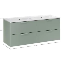 Mobile bagno sospeso 120cm con doppio lavabo 4 cassetti verde salvia Speranza