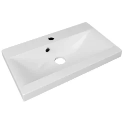 Mobile bagno sospeso 60cm con lavabo, specchio e 2 colonne vetrate rovere grigio Luz