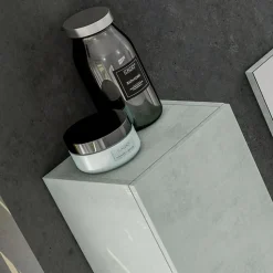 Mobile bagno sospeso 80cm con lavabo, specchio e colonna cemento bianco Oscar