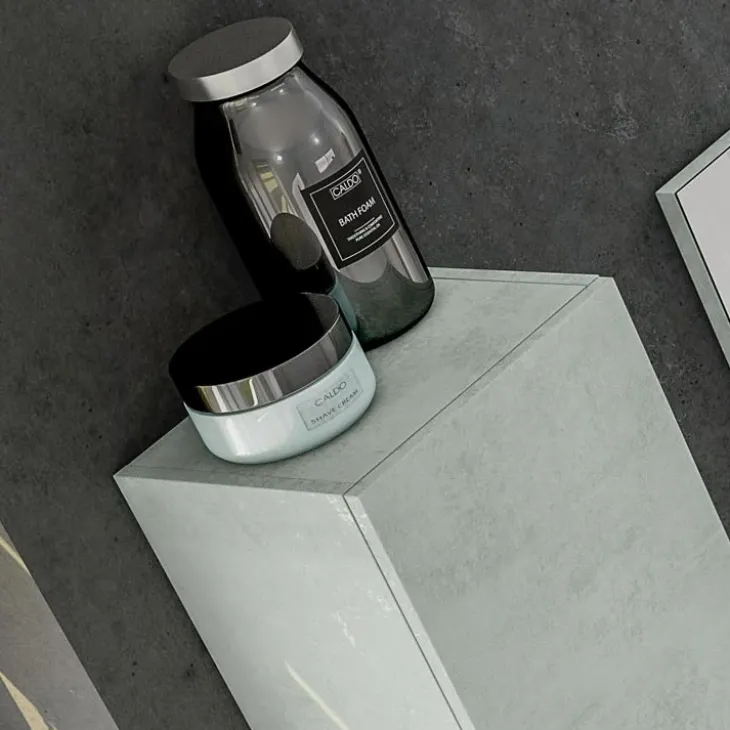 Mobile bagno sospeso 80cm con lavabo, specchio e colonna cemento bianco Oscar