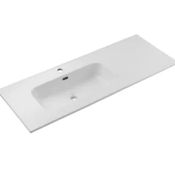 Mobile bagno sospeso 120cm con lavabo, specchio, colonna e 3 pensili beige rovere Swim