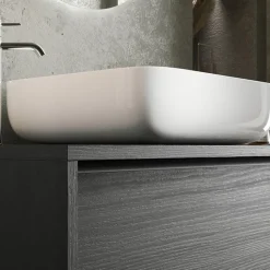 Mobile bagno sospeso 79cm con lavabo 2 cassetti nero frassinato Absolut