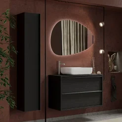 Mobile bagno sospeso 79cm con lavabo 2 cassetti nero frassinato Absolut