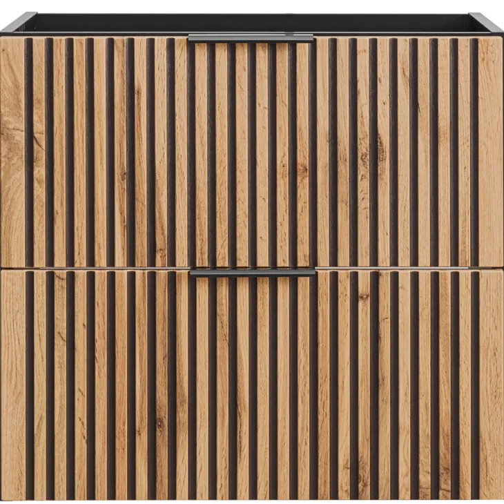 Mobile bagno sospeso 60 cm con lavabo nero da incasso quercia antracite Limpid