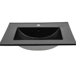 Mobile bagno sospeso 60 cm con lavabo nero da incasso quercia antracite Limpid