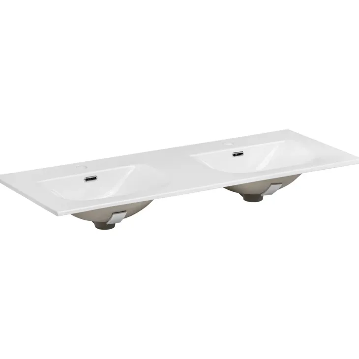 Mobile bagno sospeso 120 cm con 2 lavabi da incasso, 2 specchi e colonna quercia antracite Limpid