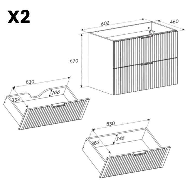 Mobile bagno sospeso 120 cm con 2 lavabi da incasso, 2 specchi e colonna quercia antracite Limpid