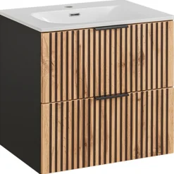 Mobile bagno sospeso 60 cm con lavabo quercia antracite Limpid