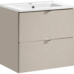Mobile bagno sospeso 60cm con lavabo 2 cassetti beige cashmere Neutry