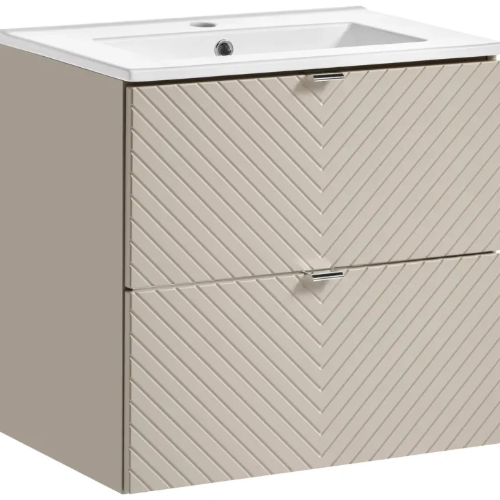 Mobile bagno sospeso 60cm con lavabo 2 cassetti beige cashmere Neutry