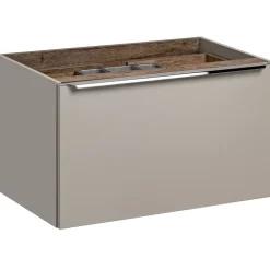 Mobile bagno sospeso 100cm con lavabo, mobile specchio e colonna grigio quercia Serif