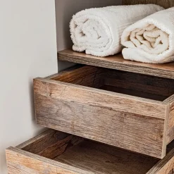 Mobile bagno sospeso 100cm con lavabo, mobile specchio e colonna grigio quercia Serif