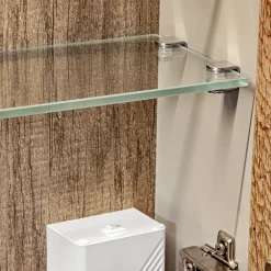Mobile bagno sospeso 60cm con lavabo, mobile specchio e colonna grigio quercia Serif