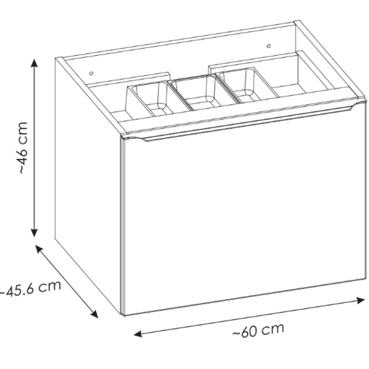 Mobile bagno sospeso 60cm con lavabo, mobile specchio e colonna grigio quercia Serif