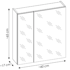 Mobile bagno sospeso 60cm con lavabo, mobile specchio e colonna grigio quercia Serif