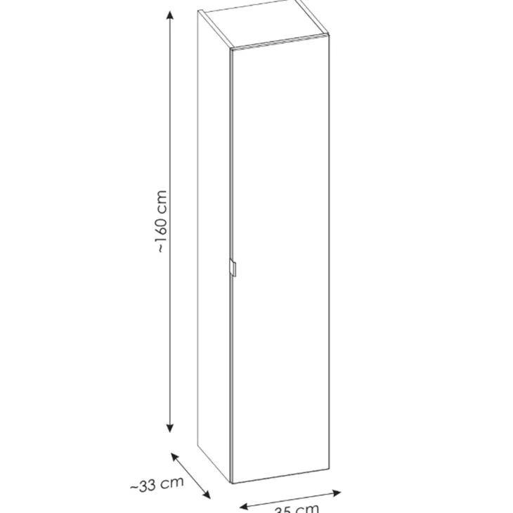 Mobile bagno sospeso 80cm con lavabo, mobile specchio e colonna grigio quercia Serif