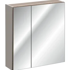 Mobile bagno sospeso 60cm con lavabo, mobile specchio, colonna e vani grigio quercia Serif