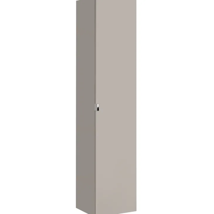 Mobile bagno sospeso 60cm con lavabo, mobile specchio, colonna e vani grigio quercia Serif