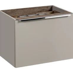 Mobile bagno sospeso 60cm con lavabo, mobile specchio, colonna e vani grigio quercia Serif