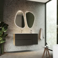 Mobile bagno sospeso 120cm con lavabo da incasso nero rovere Swim