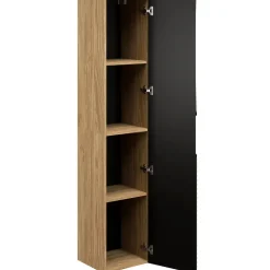 Mobile bagno sospeso 120cm con 2 lavabi, colonna, pensile e base sospesa nero rovere Swim