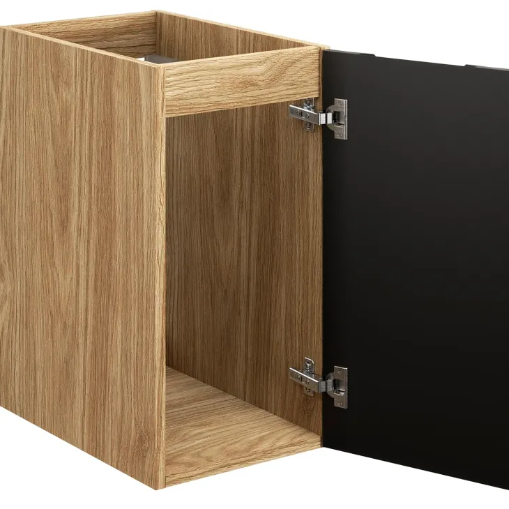Mobile bagno sospeso 120cm con 2 lavabi, colonna, pensile e base sospesa nero rovere Swim