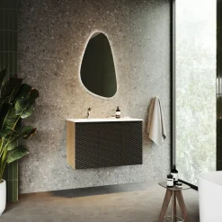 Mobile bagno sospeso 90cm con lavabo da incasso nero rovere Swim