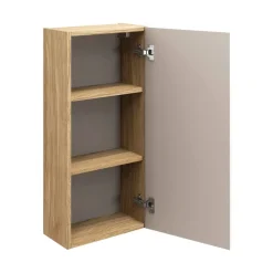 Mobile bagno sospeso 120cm con 2 lavabi, colonna, pensile e base sospesa beige rovere Swim