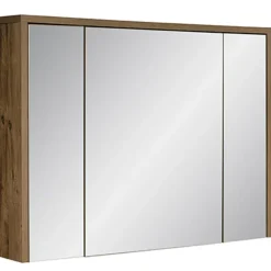 Mobile bagno sospeso 100cm con lavabo, mobile specchio e colonna rovere antracite Stony