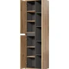 Mobile bagno sospeso 100cm con lavabo, mobile specchio e colonna rovere antracite Veny
