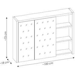 Mobile bagno sospeso 100cm con lavabo, mobile specchio e colonna rovere antracite Veny