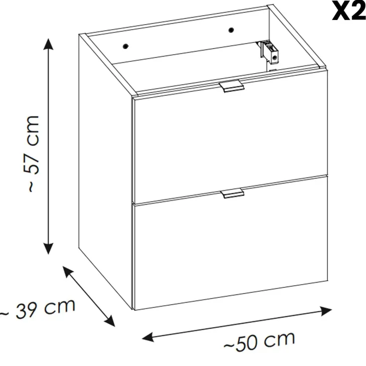 Mobile bagno sospeso 100cm con 2 lavabi e colonna rovere Rovery