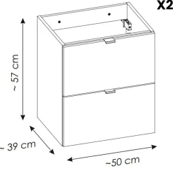 Mobile bagno sospeso 100cm con 2 lavabi, 4 cassetti e colonna rovere Rovery