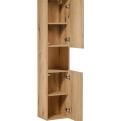 Mobile bagno sospeso 100cm con 2 lavabi, 4 cassetti e colonna rovere Rovery