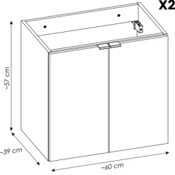 Mobile bagno sospeso 120cm con 2 lavabi e colonna rovere Rovery