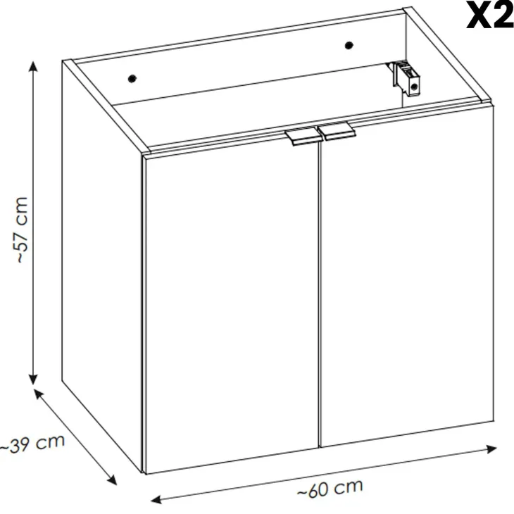 Mobile bagno sospeso 120cm con 2 lavabi e colonna rovere Rovery