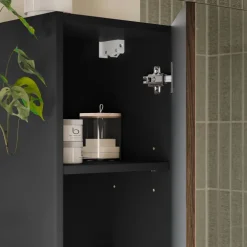 Mobile bagno sospeso 80cm con lavabo e colonna noce Walnuts