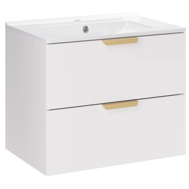 Mobile bagno sospeso 60cm con lavabo 2 cassetti bianco Speranza
