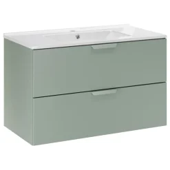 Mobile bagno sospeso 80cm con lavabo 2 cassetti verde salvia Speranza