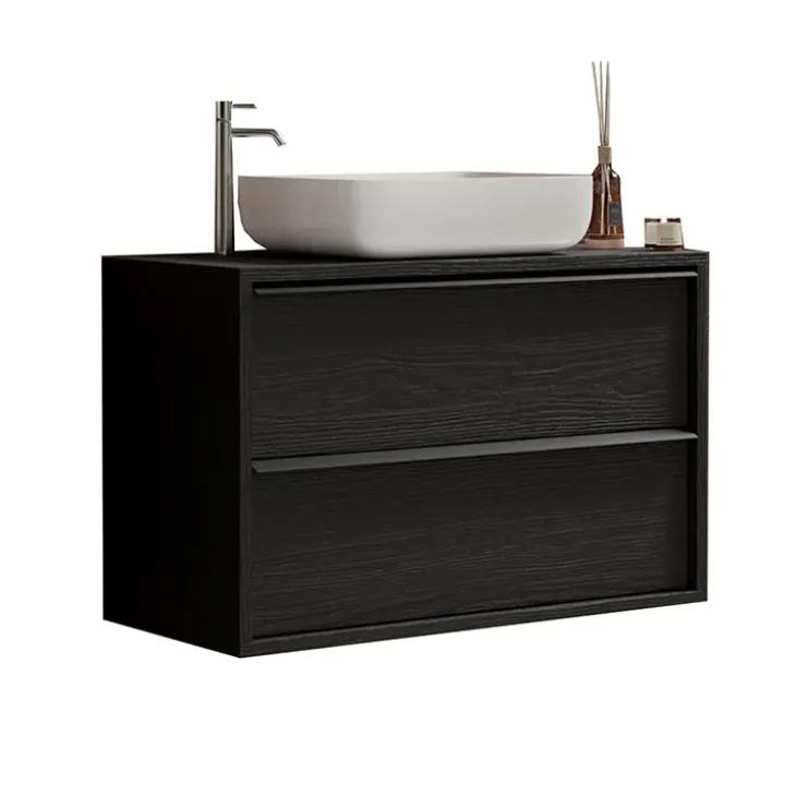 Mobile bagno sospeso 92cm con lavabo nero frassinato Absolut