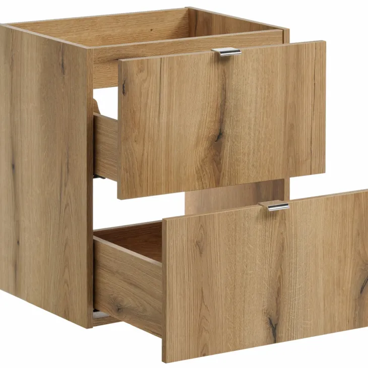 Mobile bagno sospeso 140cm con portabiancheria e colonna rovere Rovery