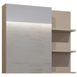 Mobile bagno sospeso 78cm con specchio e colonna tortora nero Linda