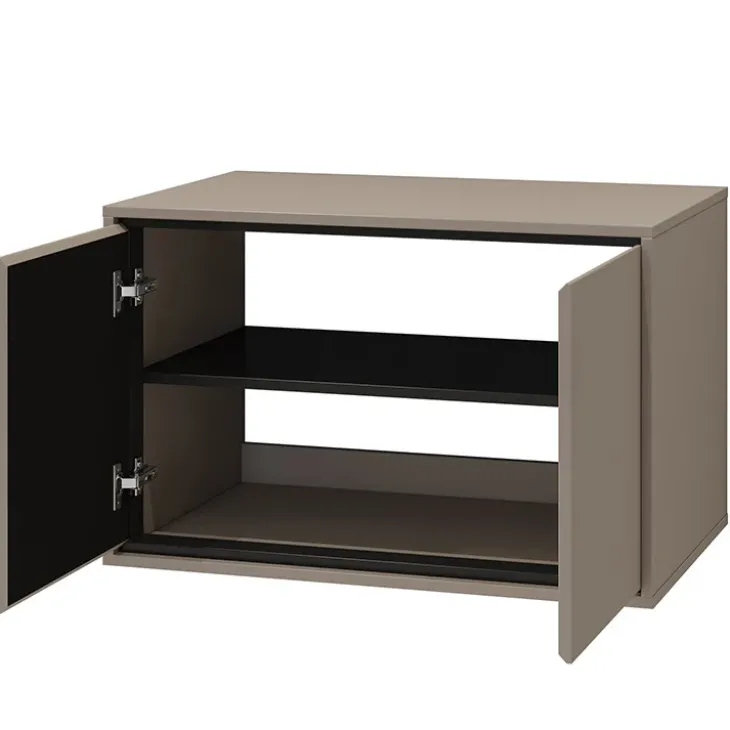Mobile bagno sospeso 78cm con specchio e colonna tortora nero Linda