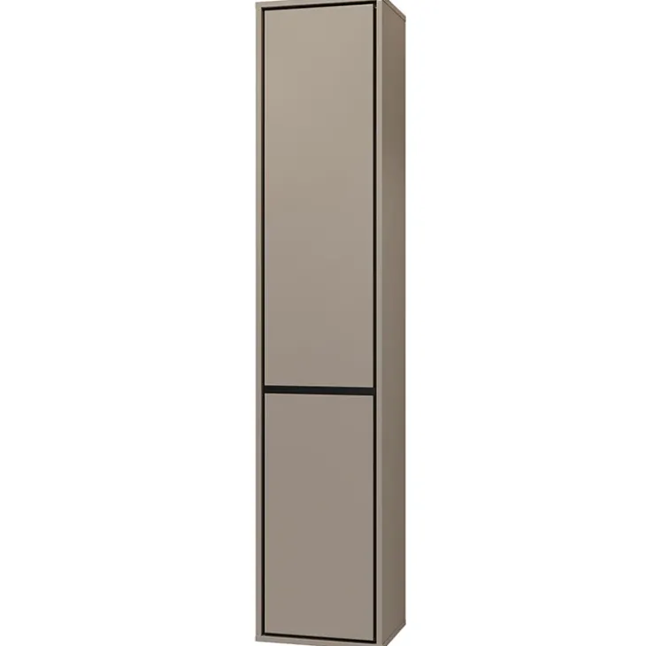 Mobile bagno sospeso 78cm con specchio e colonna tortora nero Linda