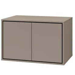 Mobile bagno sospeso 78cm con specchio e colonna tortora nero Linda