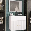 Mobile bagno sospeso 60cm con specchio serigrafato bianco Ischia 5