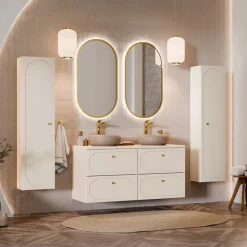 Mobile bagno sospeso 120cm fresato 4 cassetti beige Sand